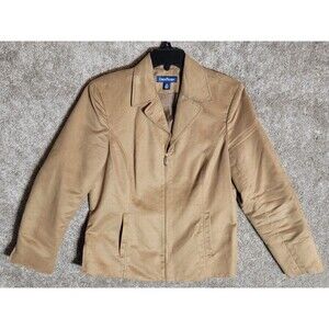 Evan Picone Women's Brown Blazer Full Zip Faux Suede Long Sleeve Size 12
